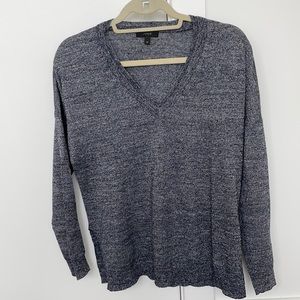 J. Crew light weight oversized v-neck sweater. Marled navy.